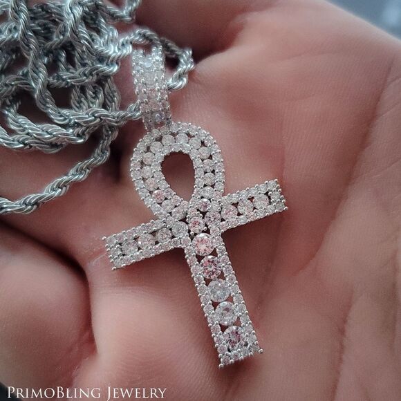 Silver Channel Set Ankh Necklace - Picture 2 of 2